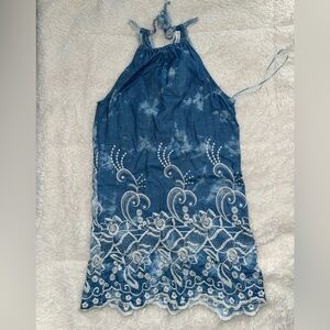 Paper crane embroidered mini dress Small